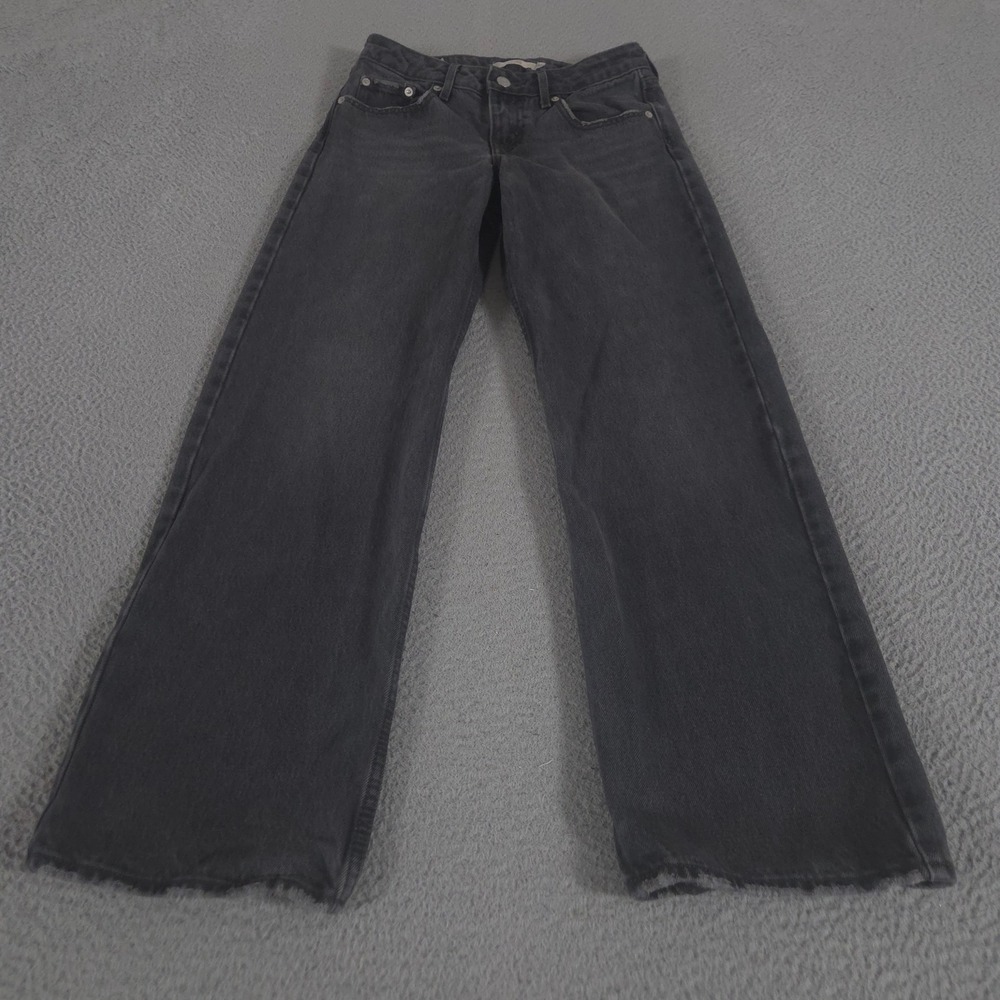Levi's Jeans Womens 24 Black Low Loose 100% Cotton Distressed Hem Wide Leg Baggy
